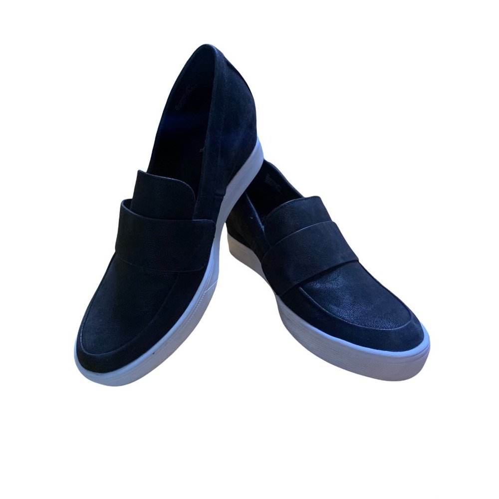 Girl Mia black suede with white sole wedges sz7m